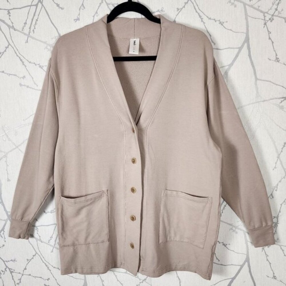 Smash + Tess Beige Bamboo Cotton French Terry Elevate Cardigan